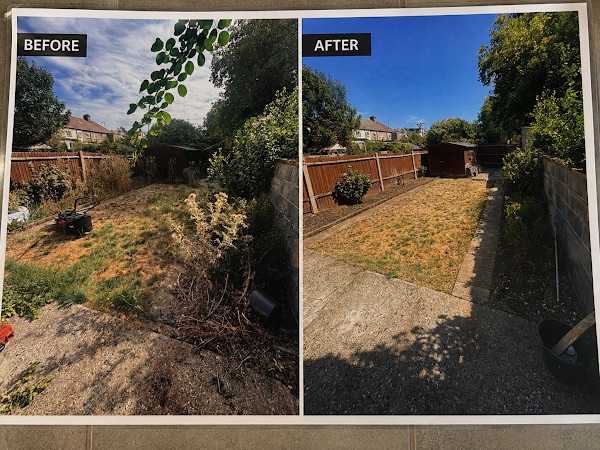 Garden clearance before and after transformation