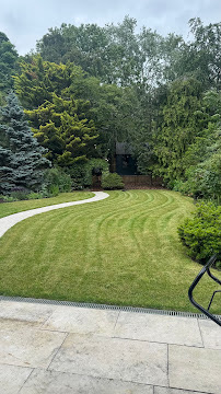 Large professionally mown garden lawn